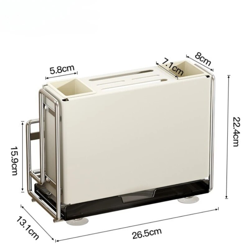 Ins Kitchen Storage Rack, Stainless Steel Drainer Rack, Knife Holder, Integrated Tableware Storage Organizer Kitchen Accessories