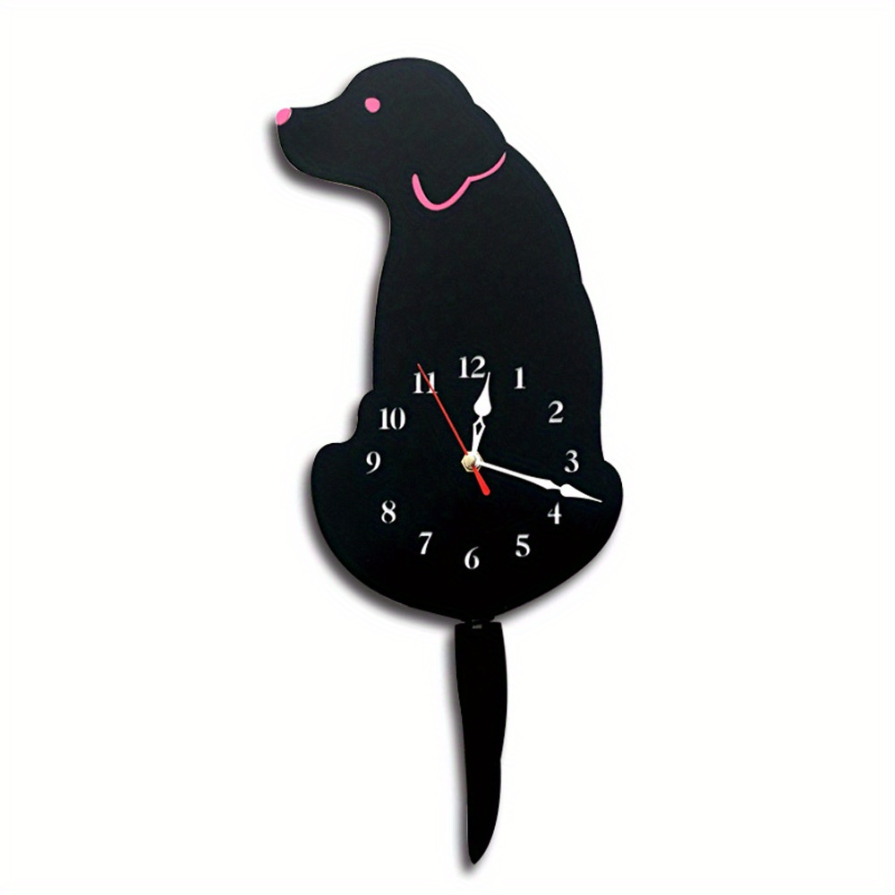 1pc Baby Room Decoration DIY White Black Swing Dog Wall Clock,Kitchen Clocks Wall Large Wall Clocks Acrylic Cartoon Dog Hanging Clock Creative Cute White Wagging Tail Dog Wall Clock For Household Decorative Wall Clocks