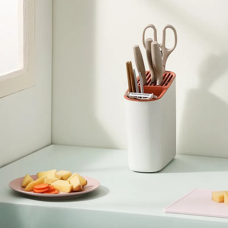 Oblique Chopstick Barrel Multifunctional Knife Chopstick Cage Kitchen Supplies Storage Rack Tableware and Knife Storage Rack