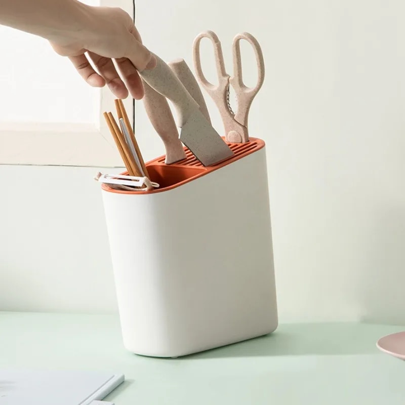 Oblique Chopstick Barrel Multifunctional Knife Chopstick Cage Kitchen Supplies Storage Rack Tableware and Knife Storage Rack