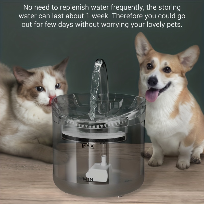 Pet Water Fountain, 60.87oz Automatic Circulation Cat Water Fountain, Transparent Ultra Quiet Cat Water Dispenser For Indoor Cats