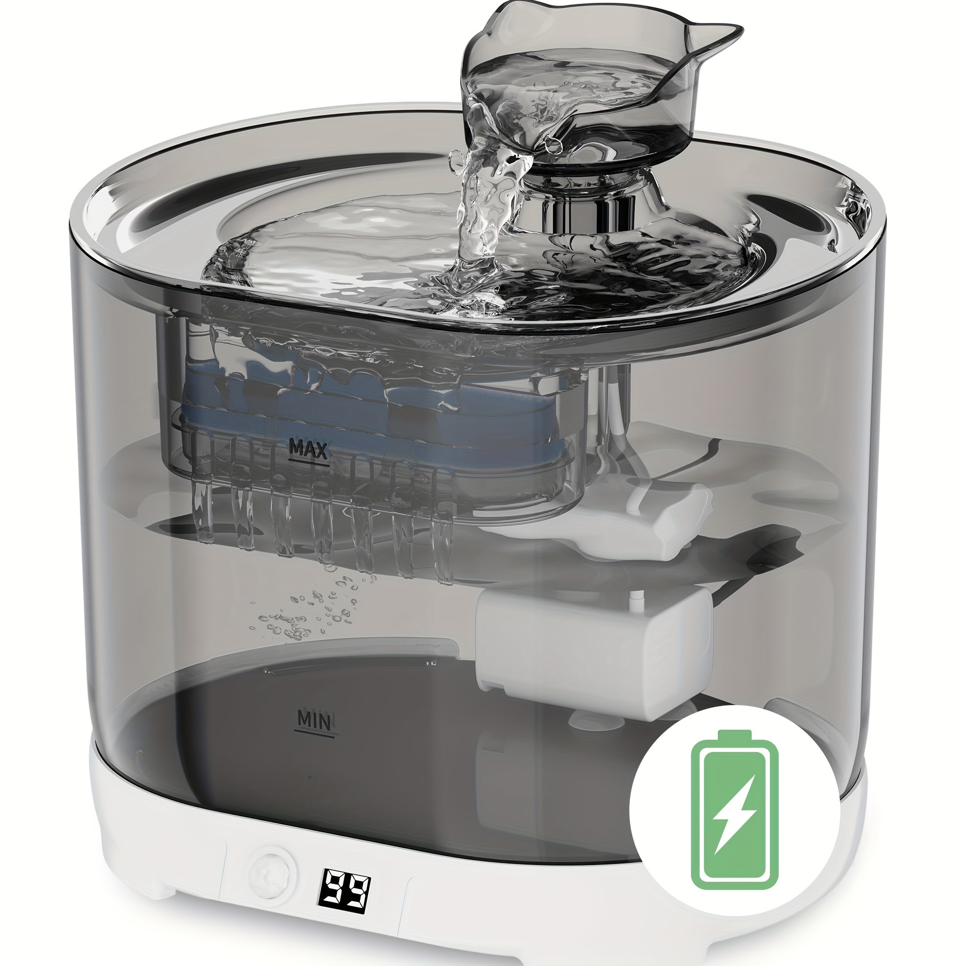 Wireless Cat Water Fountain For Drinking, Battery Operated 74.39oz Auto Cat Drinking Dispenser With Motion Sensor For Indoor Cats