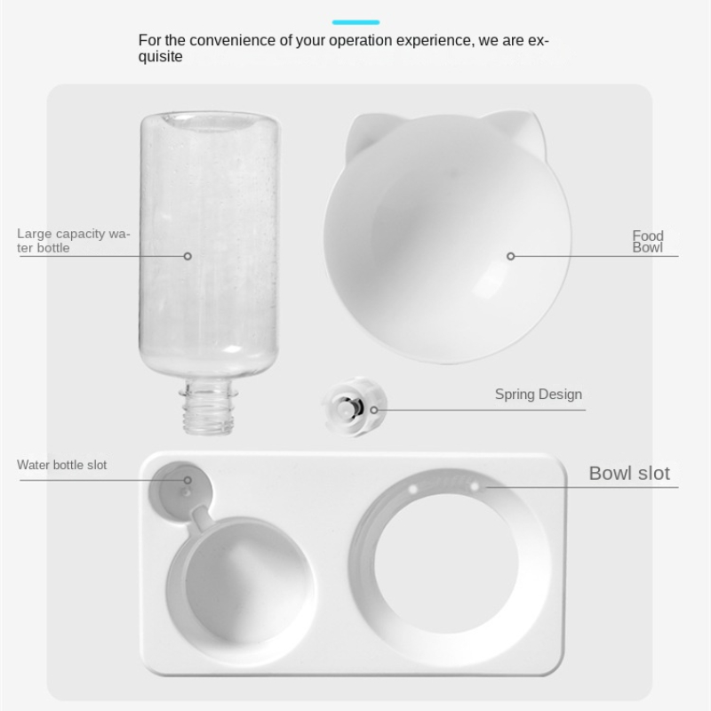 Cat Bowl, Cat Food Basin, Double Cat Bowl, Pet Double Feeder Bottle