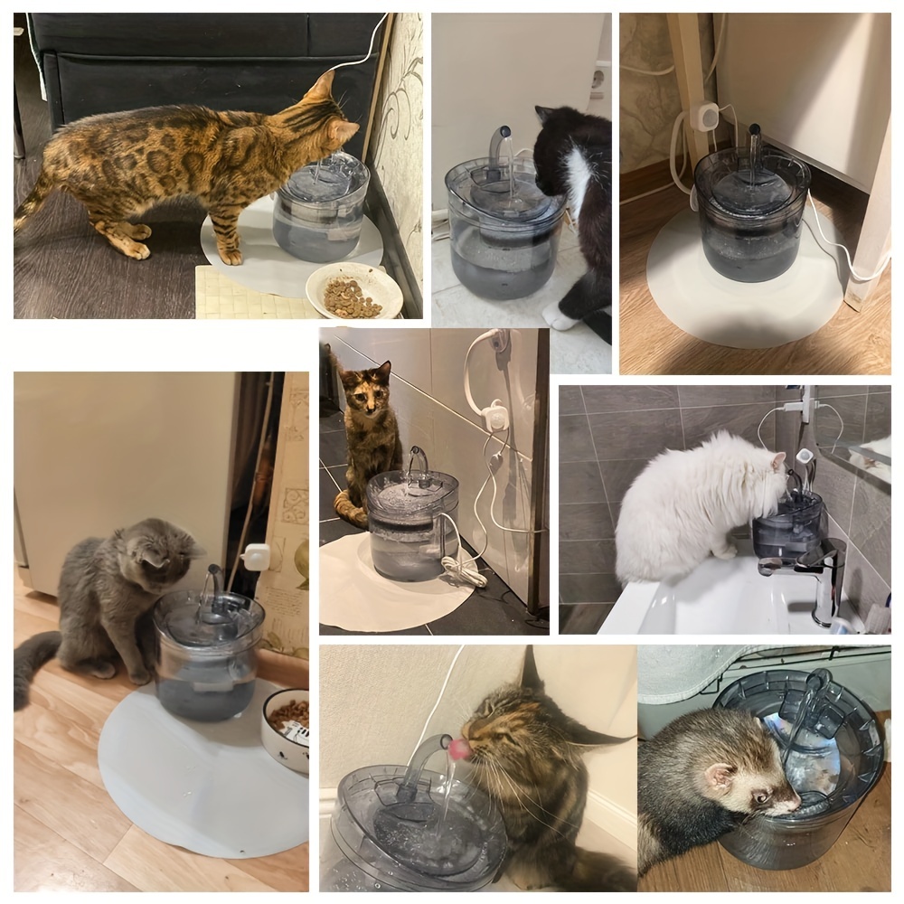 Pet Water Fountain, 60.87oz Automatic Circulation Cat Water Fountain, Transparent Ultra Quiet Cat Water Dispenser For Indoor Cats