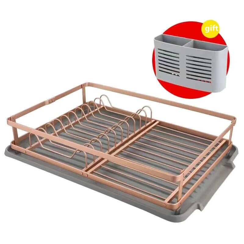 Aluminium Alloy Kitchen Dish Storage Rack Antirust Dishes Drainer Shelf Plate Tableware Holder Knife and Fork Container