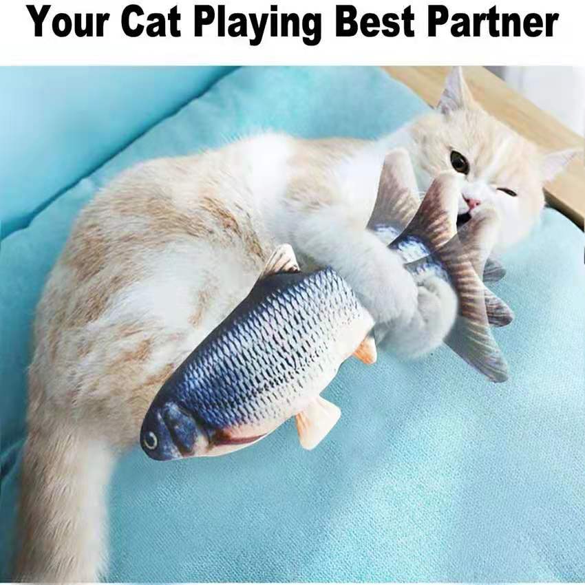 Interactive Cat Toy - Flopping Fish Plush With Realistic Tail Wagging - Keep Your Cat Entertained!