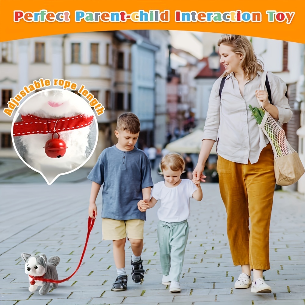 Plush Husky Toy Puppy - Interactive Walking, Barking, Tail Wagging, Stretching Companion Animal for Kids and Toddlers - Christmas, Halloween, Thanksgiving Gifts