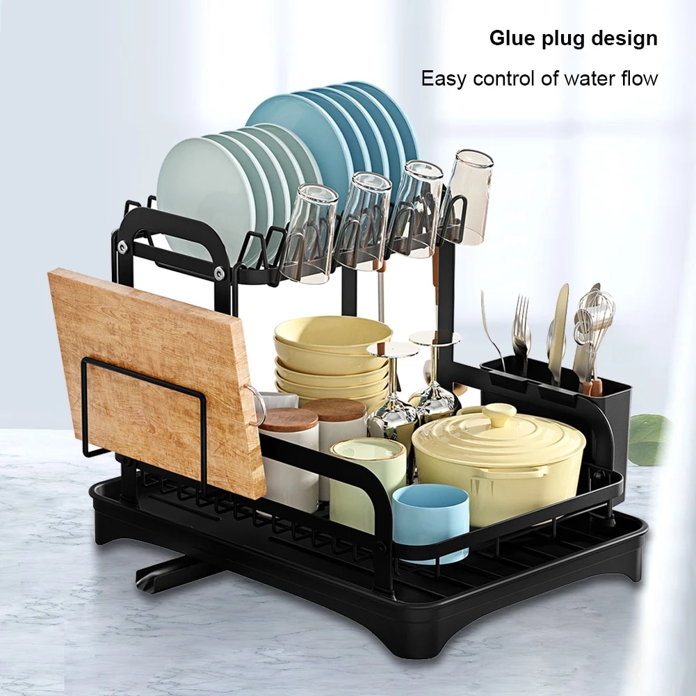 Dish Bowl Drainer Storage Rack Double-ayer Kitchen Sink Dish Drainer Drying Rack Organizer Household Counter Tableware Organizer