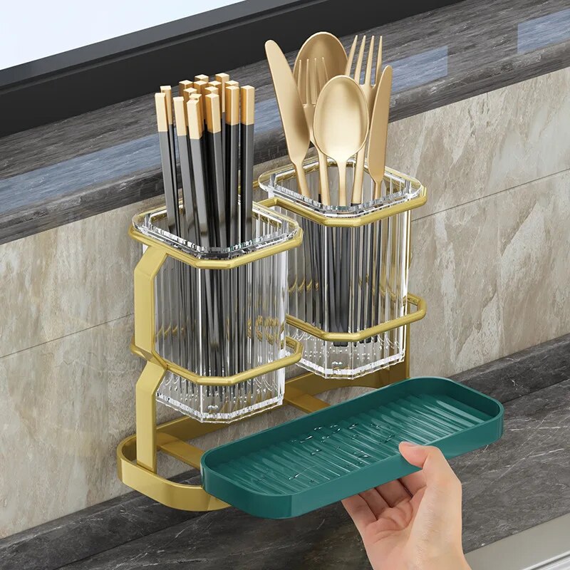 Kitchen Cutlery Organizer Multi-functional Kitchen Counter Storage Chopsticks Tableware Holder Basket Sponge Holder For Kitchen