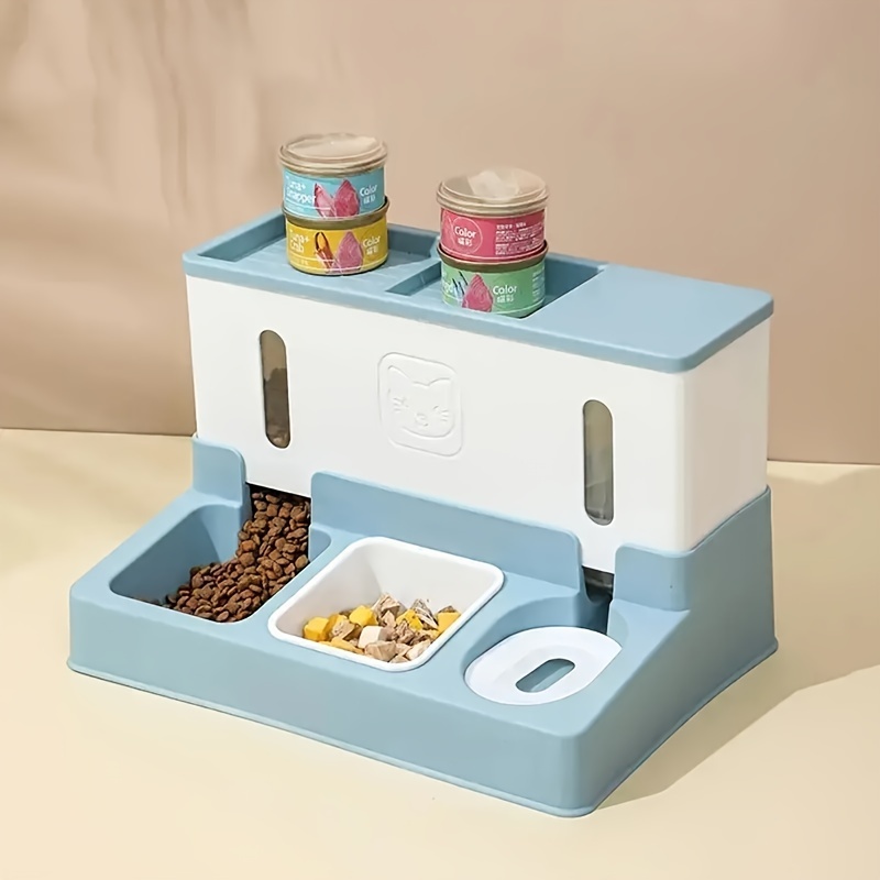 Cartoon Integrated Pet Feeder Automatic Water Fountain, Gravity Cat Food And Water Feeder Set Pet Supplies