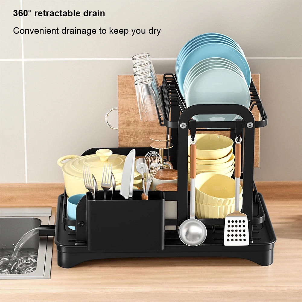 Dish Bowl Drainer Storage Rack Double-ayer Kitchen Sink Dish Drainer Drying Rack Organizer Household Counter Tableware Organizer