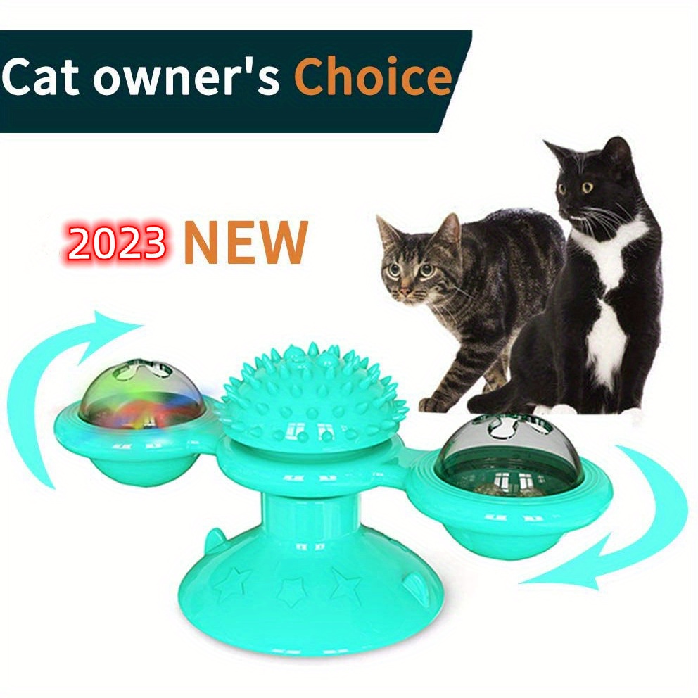 Interactive Windmill Cat Toy with LED Light, Promotes Dental Health and Relieves Stress