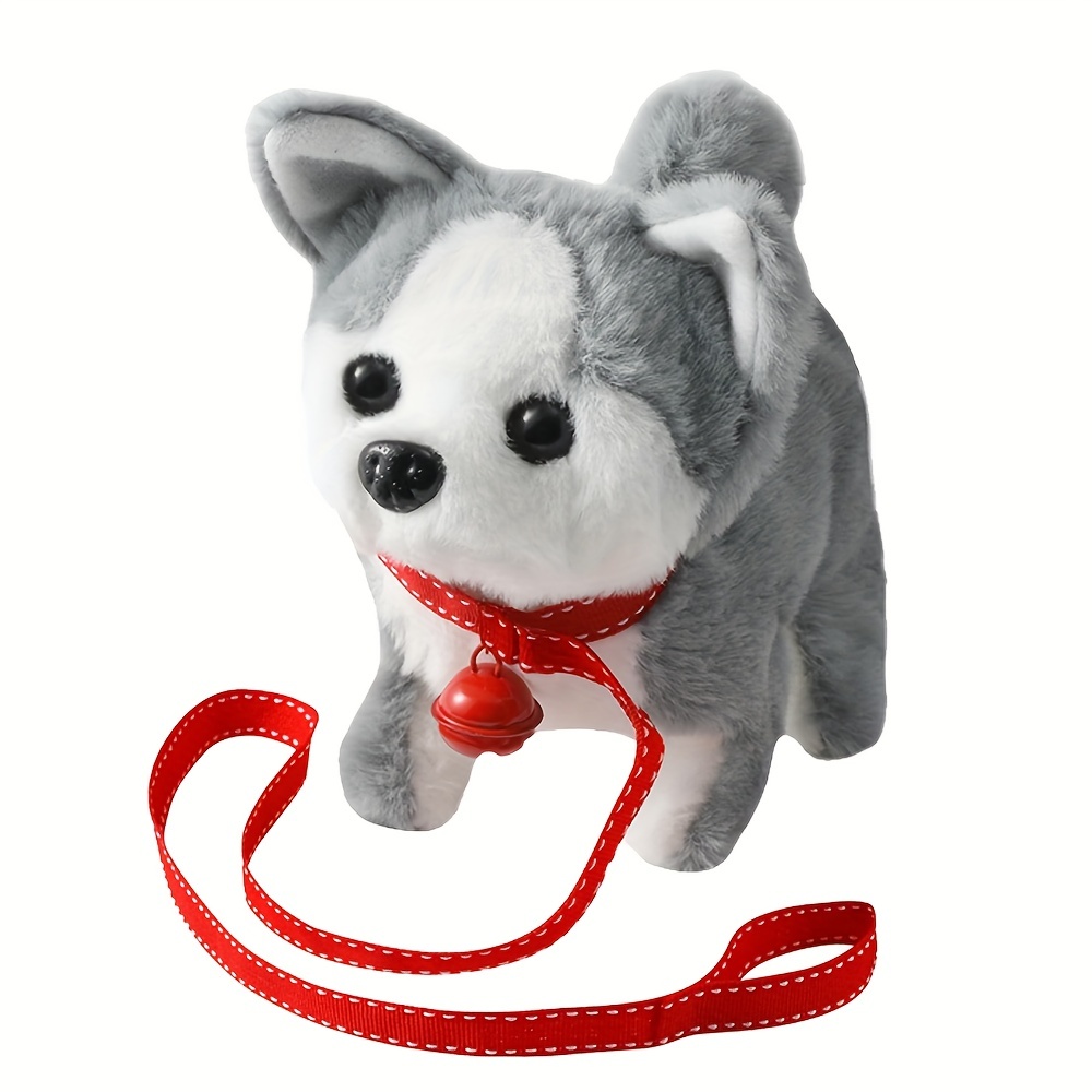 Plush Husky Toy Puppy - Interactive Walking, Barking, Tail Wagging, Stretching Companion Animal for Kids and Toddlers - Christmas, Halloween, Thanksgiving Gifts