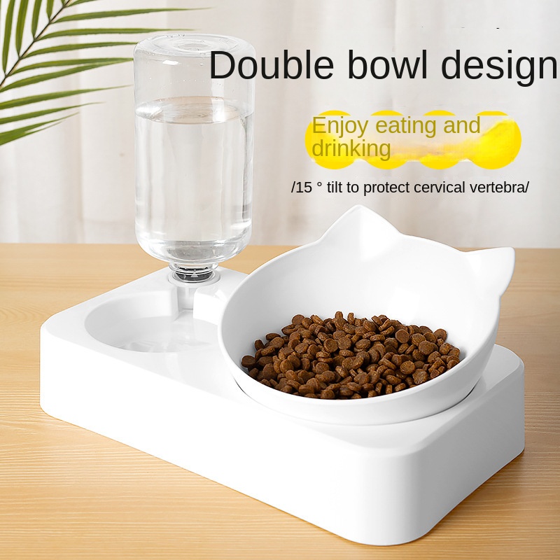 Cat Bowl, Cat Food Basin, Double Cat Bowl, Pet Double Feeder Bottle