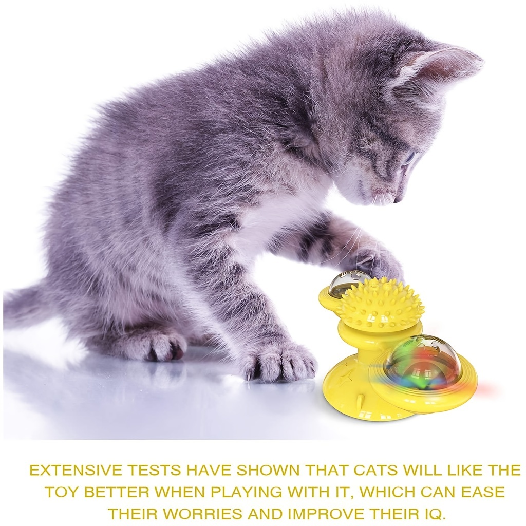 Interactive Windmill Cat Toy with LED Light, Promotes Dental Health and Relieves Stress