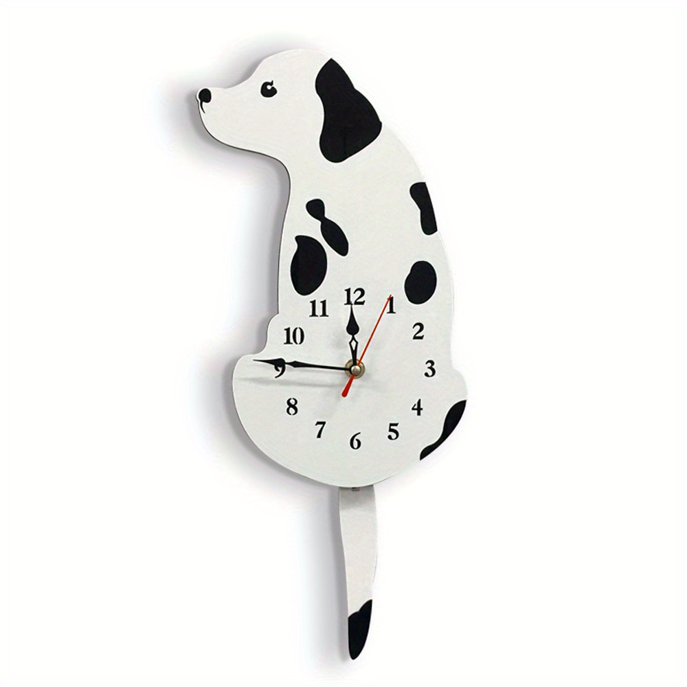 1pc Baby Room Decoration DIY White Black Swing Dog Wall Clock,Kitchen Clocks Wall Large Wall Clocks Acrylic Cartoon Dog Hanging Clock Creative Cute White Wagging Tail Dog Wall Clock For Household Decorative Wall Clocks