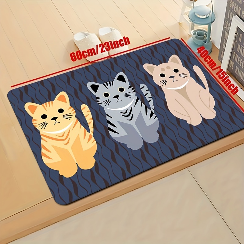 1pc Cute Cat Kitchen Floor Mat - Non-Slip, Oilproof, Waterproof, Dirt-Resistant, Machine Washable, Bathroom and Living Room Door Mat