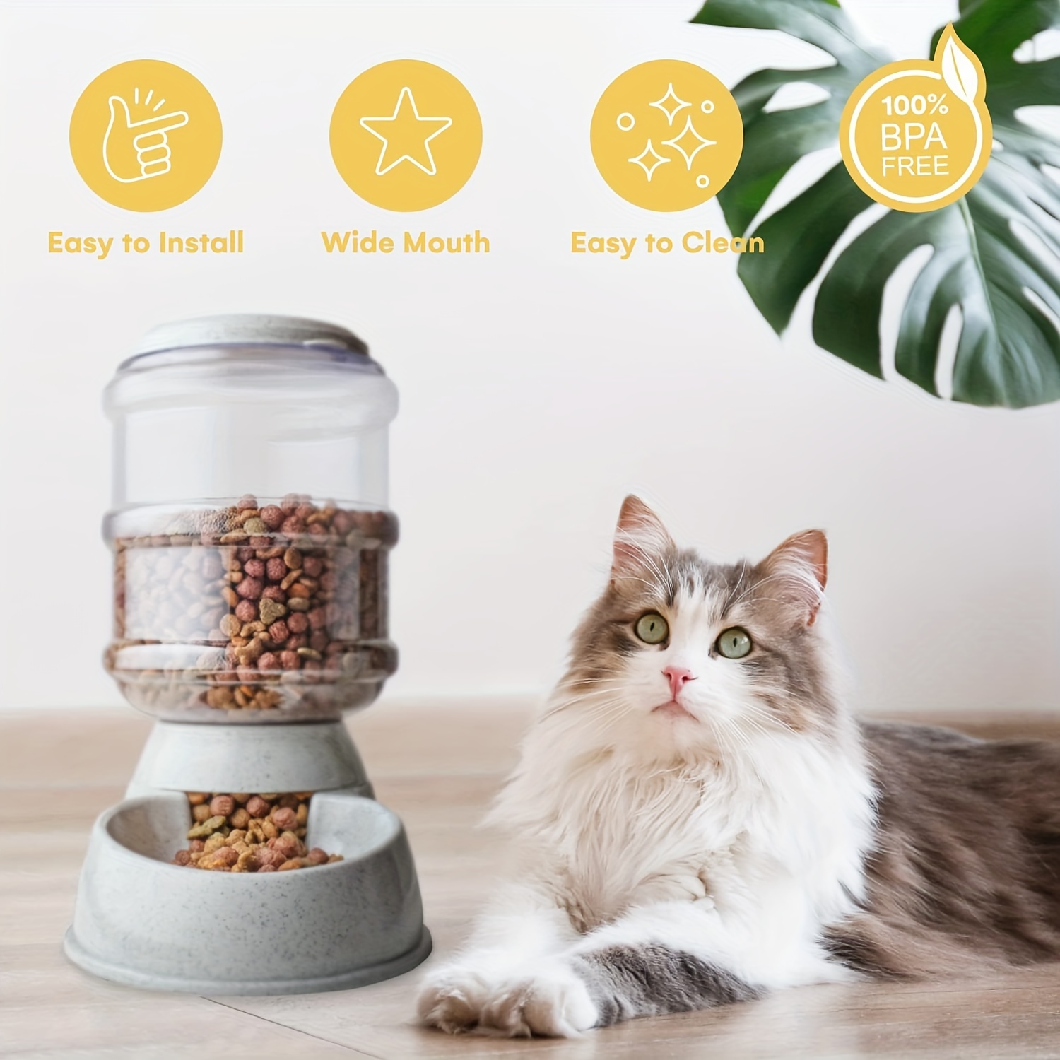 1.0gal Automatic Dog Cat Feeder And Water Dispenser, Gravity Food Feeder And Waterer, Pet Food Bowl For Small Medium Dog Puppy Kitten