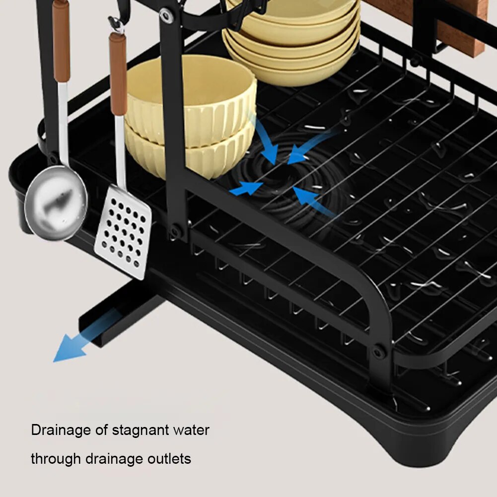Dish Bowl Drainer Storage Rack Double-ayer Kitchen Sink Dish Drainer Drying Rack Organizer Household Counter Tableware Organizer
