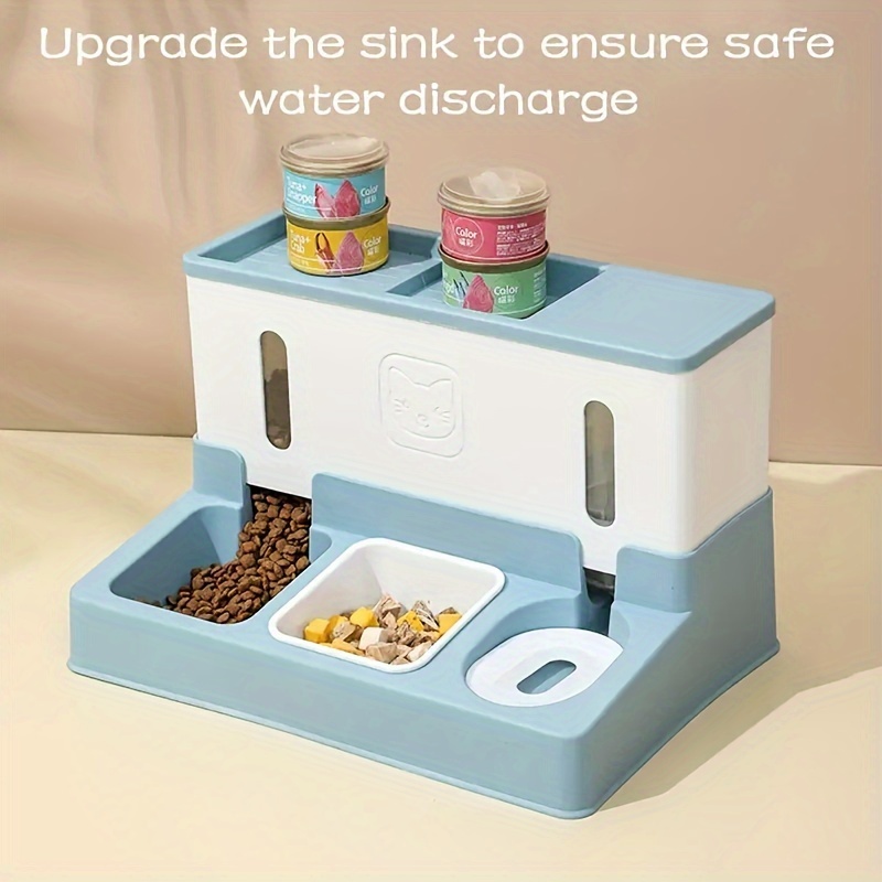 Cartoon Integrated Pet Feeder Automatic Water Fountain, Gravity Cat Food And Water Feeder Set Pet Supplies
