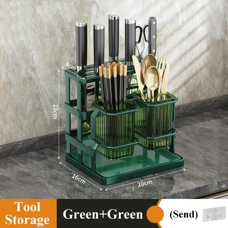 Kitchen Cutlery Organizer Multi-functional Kitchen Counter Storage Chopsticks Tableware Holder Basket Sponge Holder For Kitchen