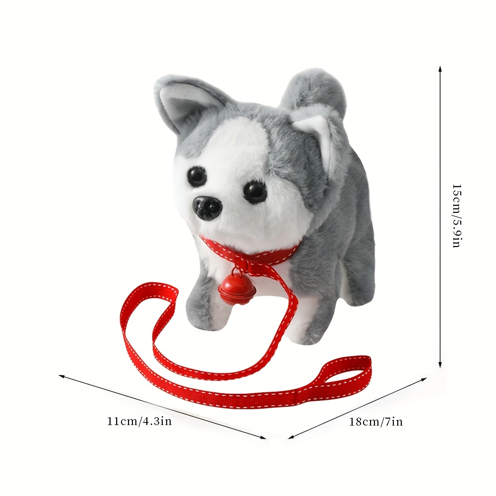 Plush Husky Toy Puppy - Interactive Walking, Barking, Tail Wagging, Stretching Companion Animal for Kids and Toddlers - Christmas, Halloween, Thanksgiving Gifts