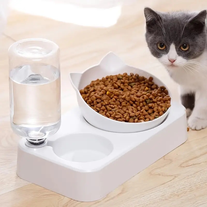 Cat Bowl, Cat Food Basin, Double Cat Bowl, Pet Double Feeder Bottle