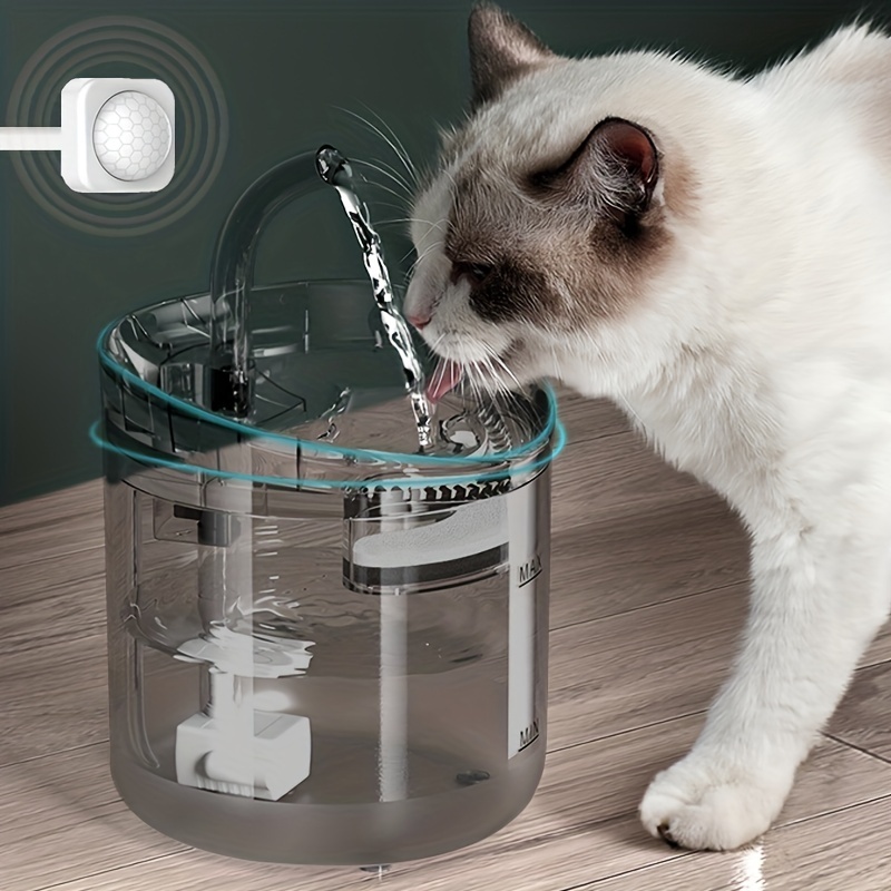 Pet Water Fountain, 60.87oz Automatic Circulation Cat Water Fountain, Transparent Ultra Quiet Cat Water Dispenser For Indoor Cats