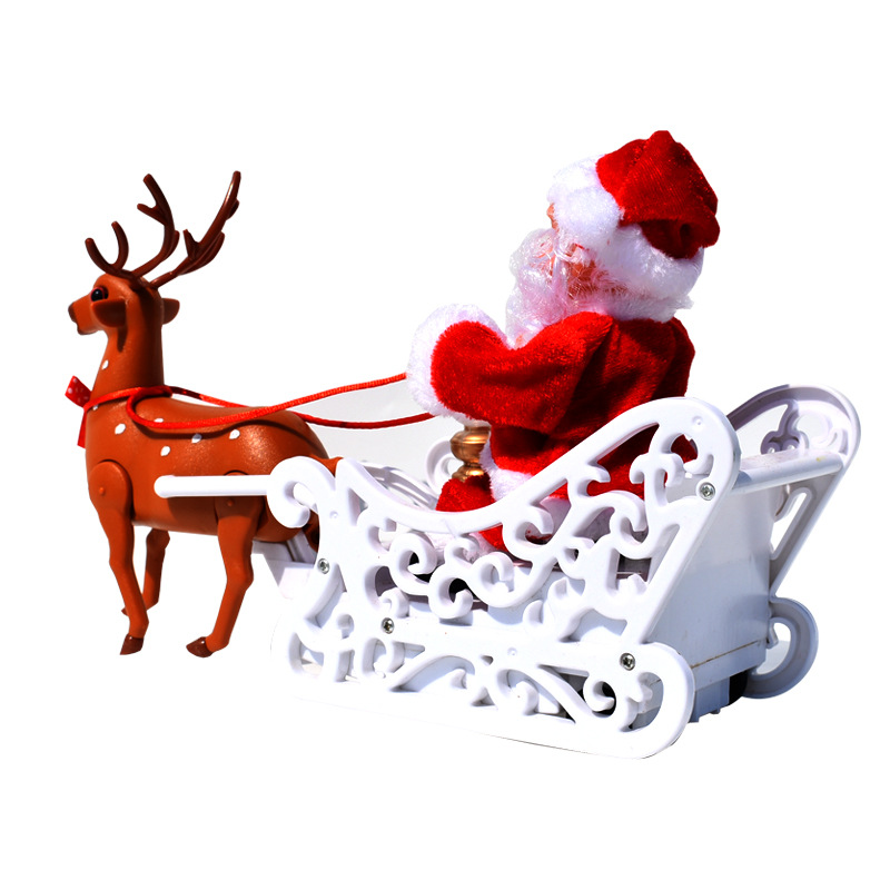 1pc, Elk Pulling Car Music Electric Santa Claus Christmas Christmas Gifts Christmas Table Decoration Christmas Party Decoration Gifts