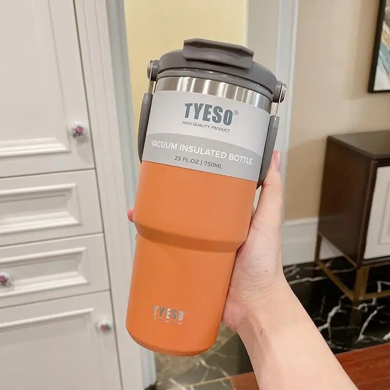 750/900ml Tyeso Thermal Bottle Coffee Cup Vacuum Mug 304 Stainless Steel Water Bottle Non-slip Leak-Proof Thermos Insulated Cup