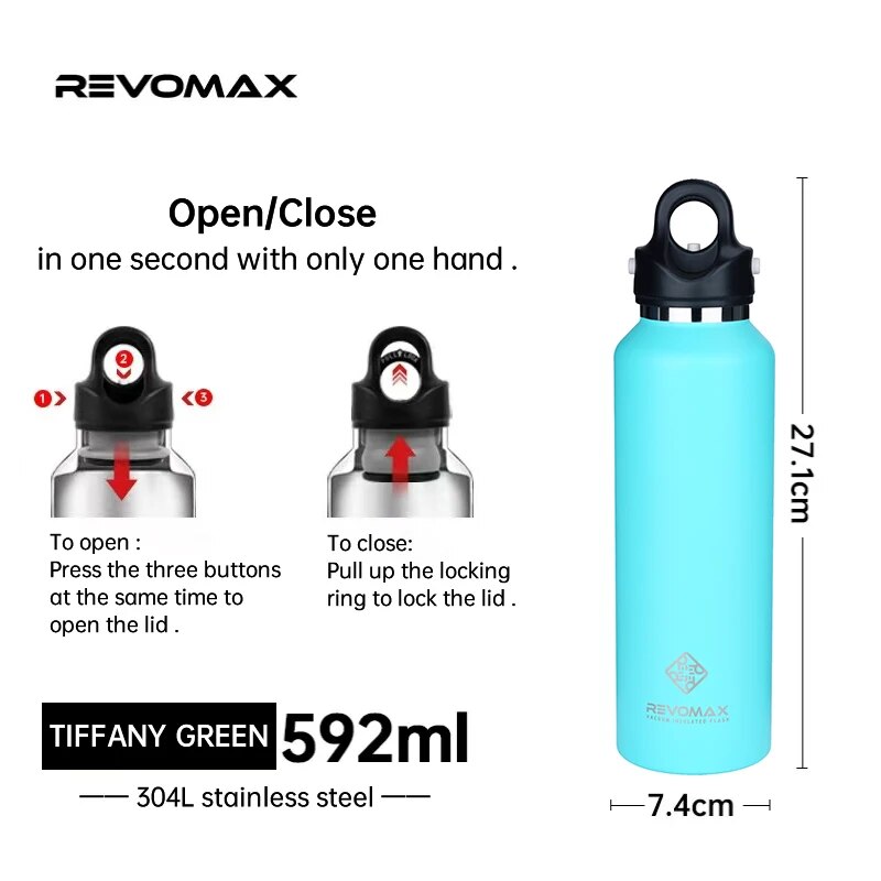 RevoMax 350/500/750/1000ml Double Wall Stainles Steel Water Bottle Thermos Bottle Keep Hot and Cold Insulated Vacuum Flask
