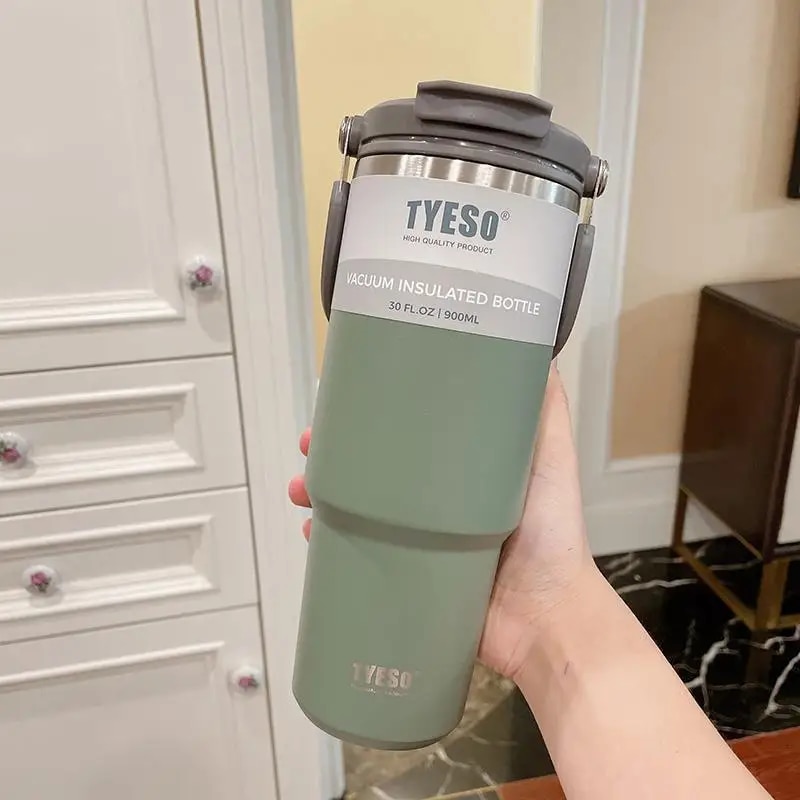 750/900ml Tyeso Thermal Bottle Coffee Cup Vacuum Mug 304 Stainless Steel Water Bottle Non-slip Leak-Proof Thermos Insulated Cup