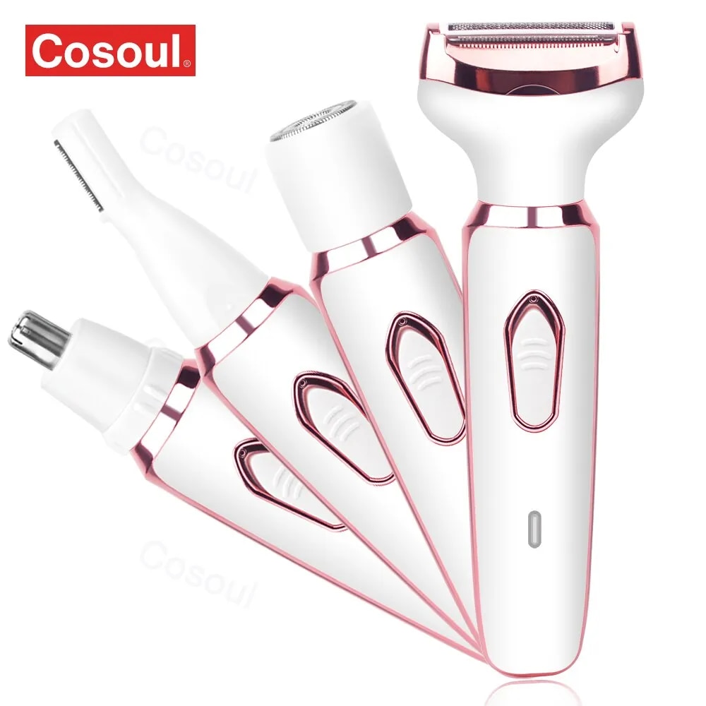 4 in 1 Women Body Hair Removal Women Shaver Underarm Hair Leg Hair Pubic Hair Sensitive Area Hair Razor Trimmer Women Epilator