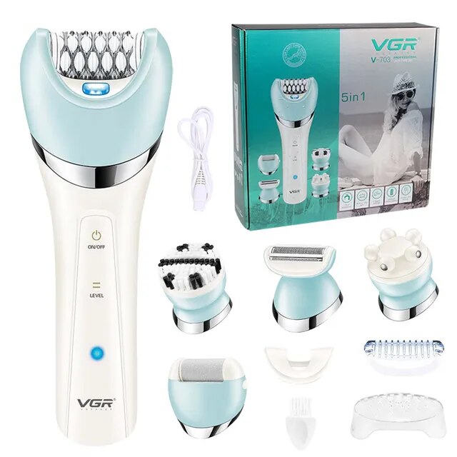 VGR Electric Women Epilator Female Shaver Leg Body Hair Removal Lip Chin Depilatory Lady Bikini Trimmer Facial Hair Remover