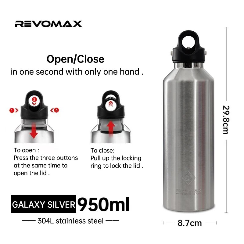 RevoMax 350/500/750/1000ml Double Wall Stainles Steel Water Bottle Thermos Bottle Keep Hot and Cold Insulated Vacuum Flask