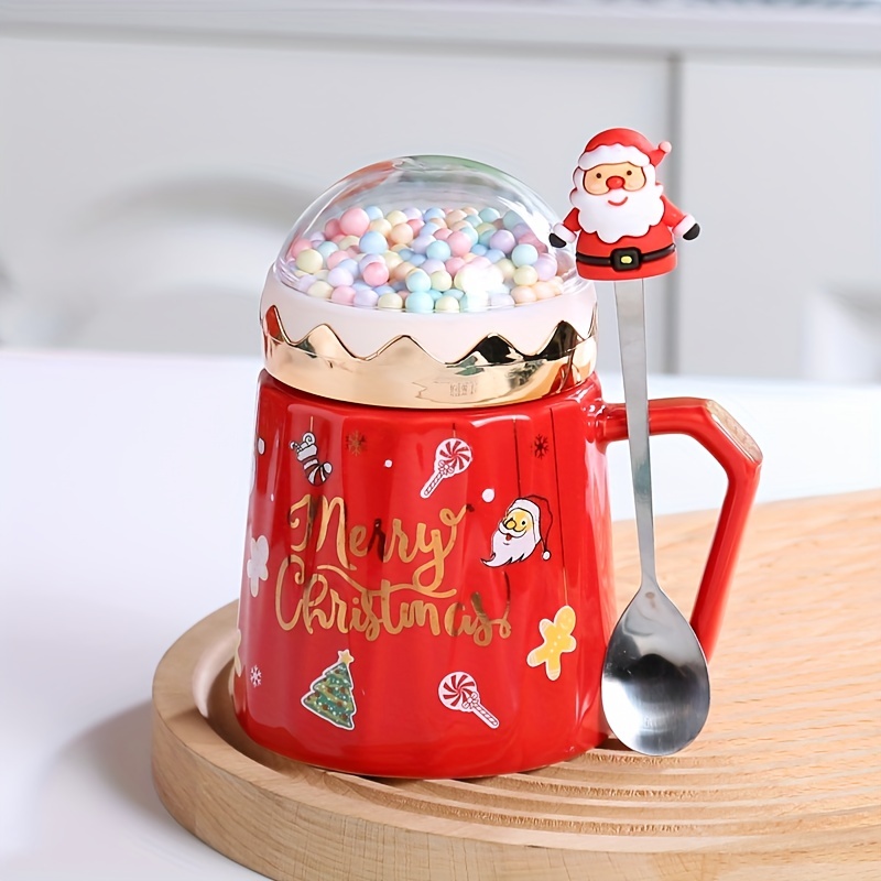 1 Set, Santa Claus Ceramic Cup, Creative Cartoon Coffee Mug, Kawaii Water Bottle, Christmas Gift