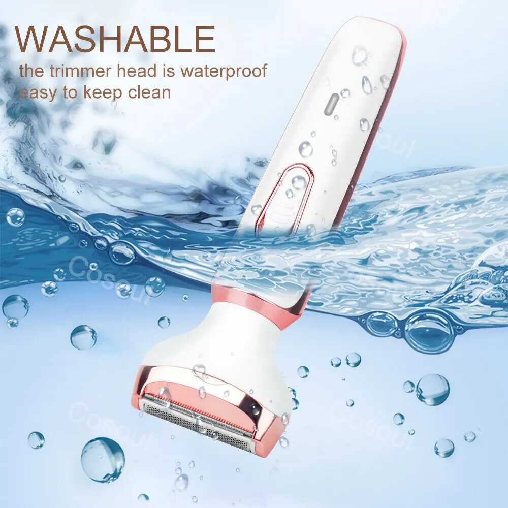 4 in 1 Women Body Hair Removal Women Shaver Underarm Hair Leg Hair Pubic Hair Sensitive Area Hair Razor Trimmer Women Epilator