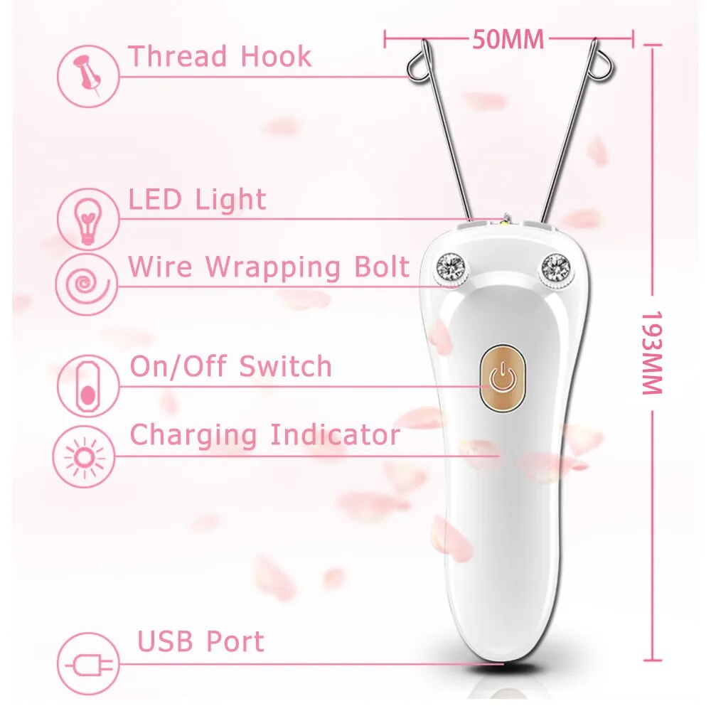 Electric Hair Remover Women Beauty Epilator Body Facial Hair Removal Defeatherer Cotton Thread Depilator for All Body Parts