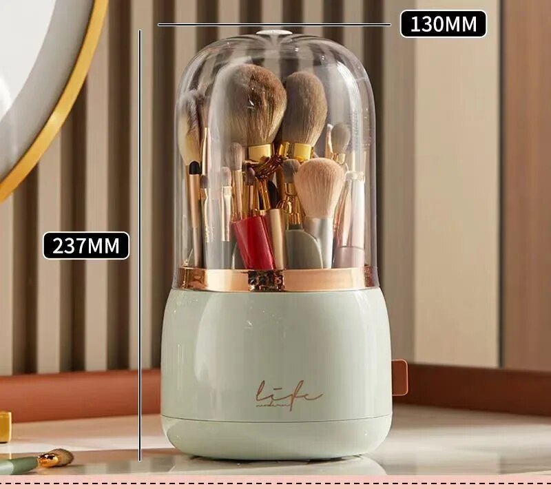 360° Rotating Makeup Brushes Holder Portable Desktop Cosmetic Organizer for Brushes Cosmetic Storage Box Clear Jewelry Container