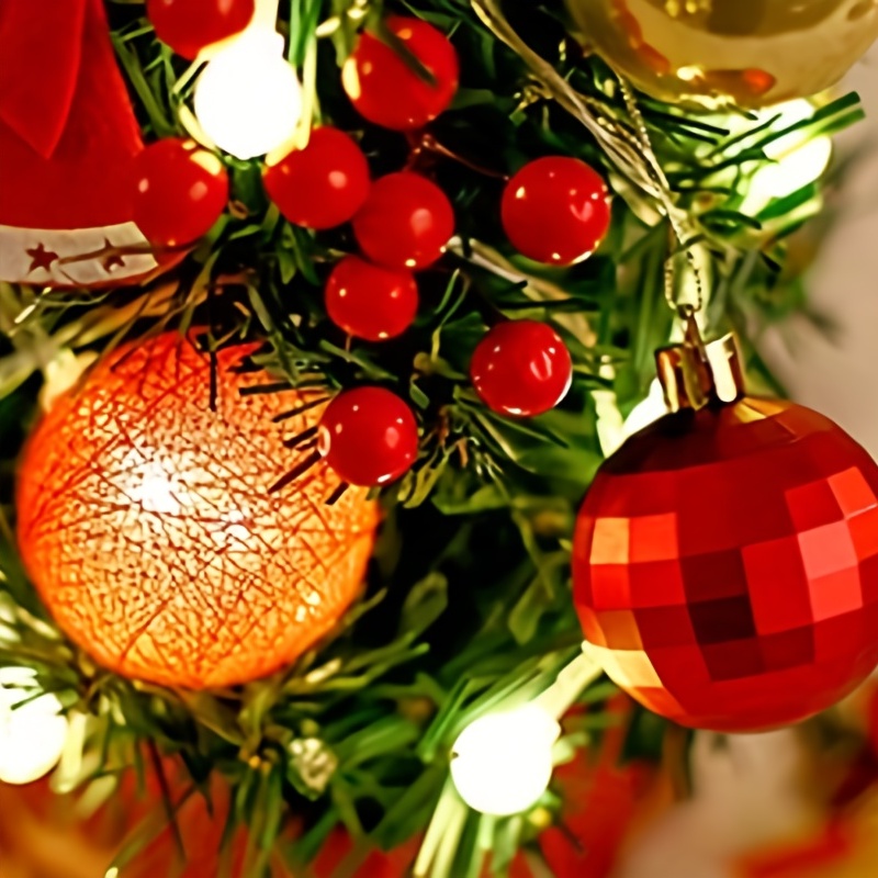 Mini Christmas Tree Set With LED Light, Tabletop Pre-lit Mini Christmas Tree Set, With Pine Cones, Ornaments Balls, Bells, Best DIY Christmas Decorations