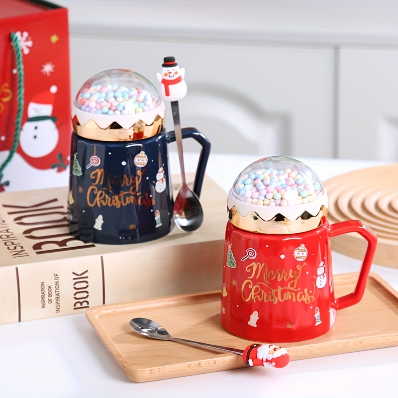 1 Set, Santa Claus Ceramic Cup, Creative Cartoon Coffee Mug, Kawaii Water Bottle, Christmas Gift