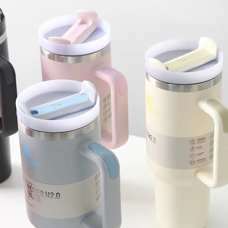 Stanley Quencher 2.0 Stainless Steel Vacuum Insulated Tumbler with Lid and Straw 40oz Thermal Travel Mug Coffee Hot Cup