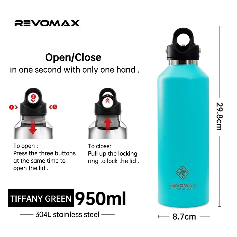 RevoMax 350/500/750/1000ml Double Wall Stainles Steel Water Bottle Thermos Bottle Keep Hot and Cold Insulated Vacuum Flask