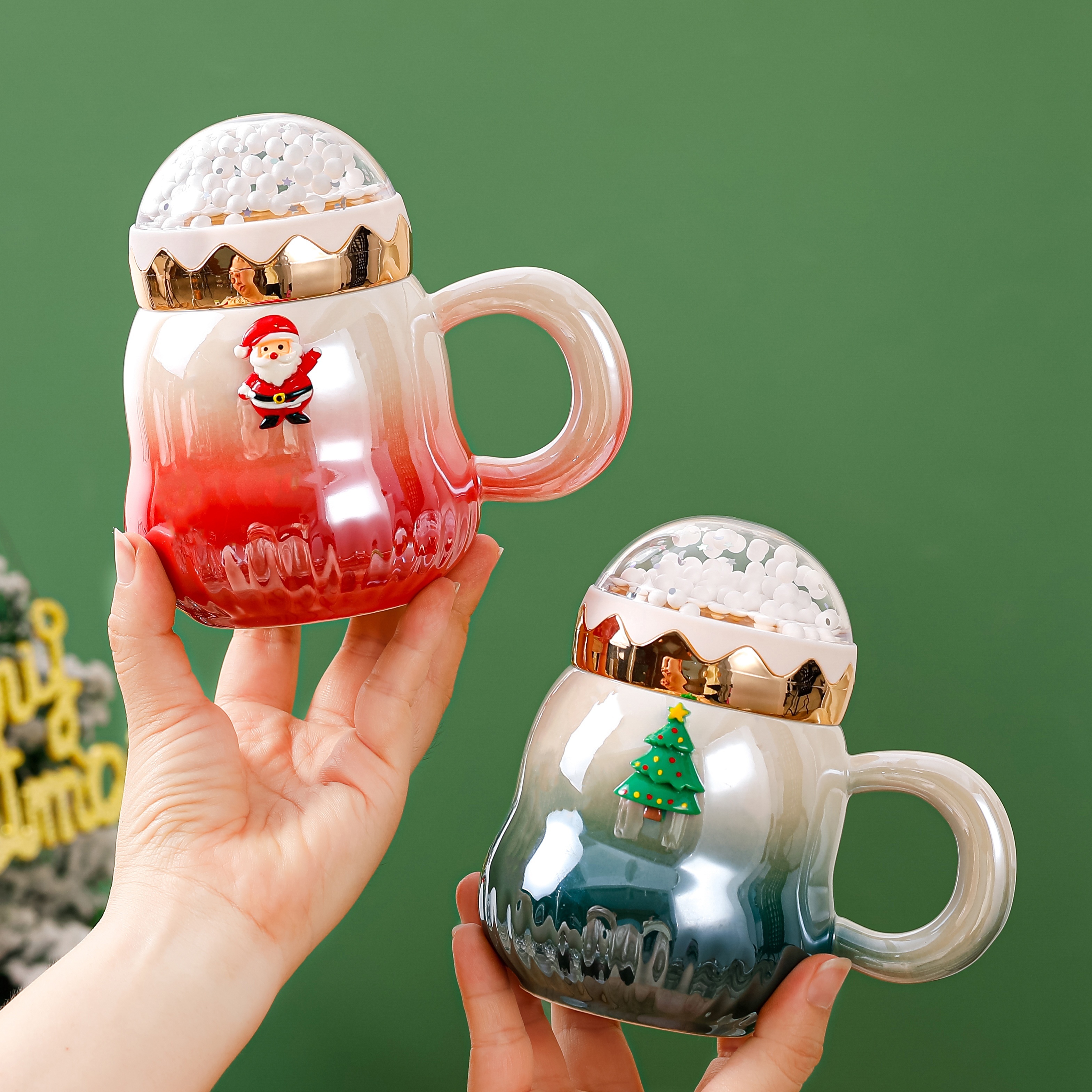 1pc, Christmas Coffee Mug, Santa Claus Ceramic Coffee Cups, Cute Water Cups, Summer Winter Drinkware, Christmas Gifts