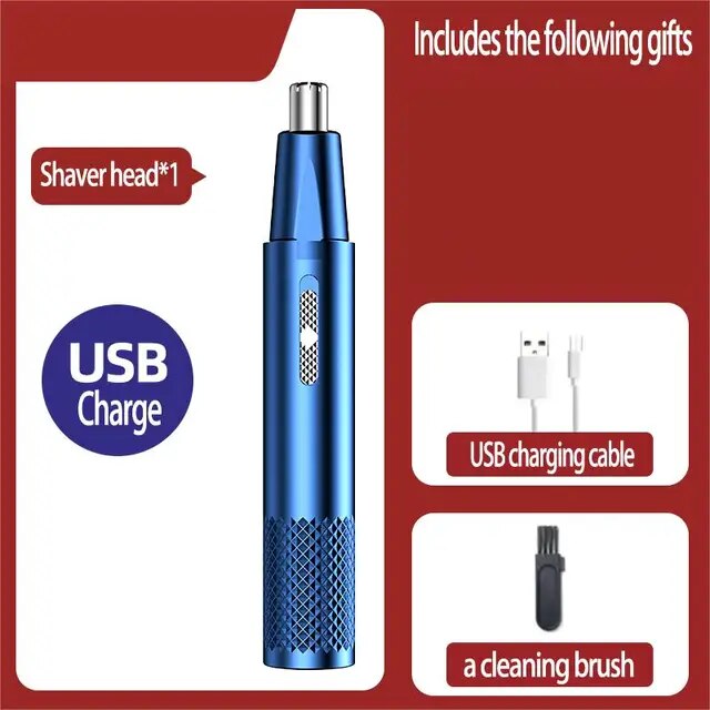 Black Blue And White Nose Hair Trimmer Metal Shaver Electric Shaver Hair Removal Products Trim Nose Hair Unisex