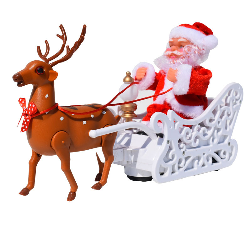 1pc, Elk Pulling Car Music Electric Santa Claus Christmas Christmas Gifts Christmas Table Decoration Christmas Party Decoration Gifts