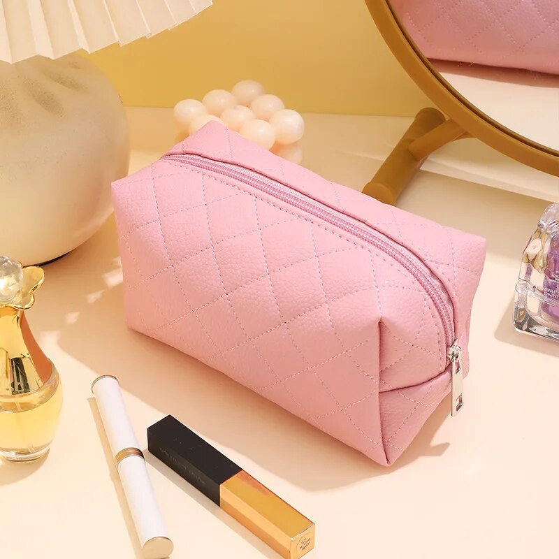 Large Travel Cosmetic Bag for Women Leather Makeup Organizer Female Toiletry Kit Bags Make Up Case Storage Pouch Luxury Lady Box