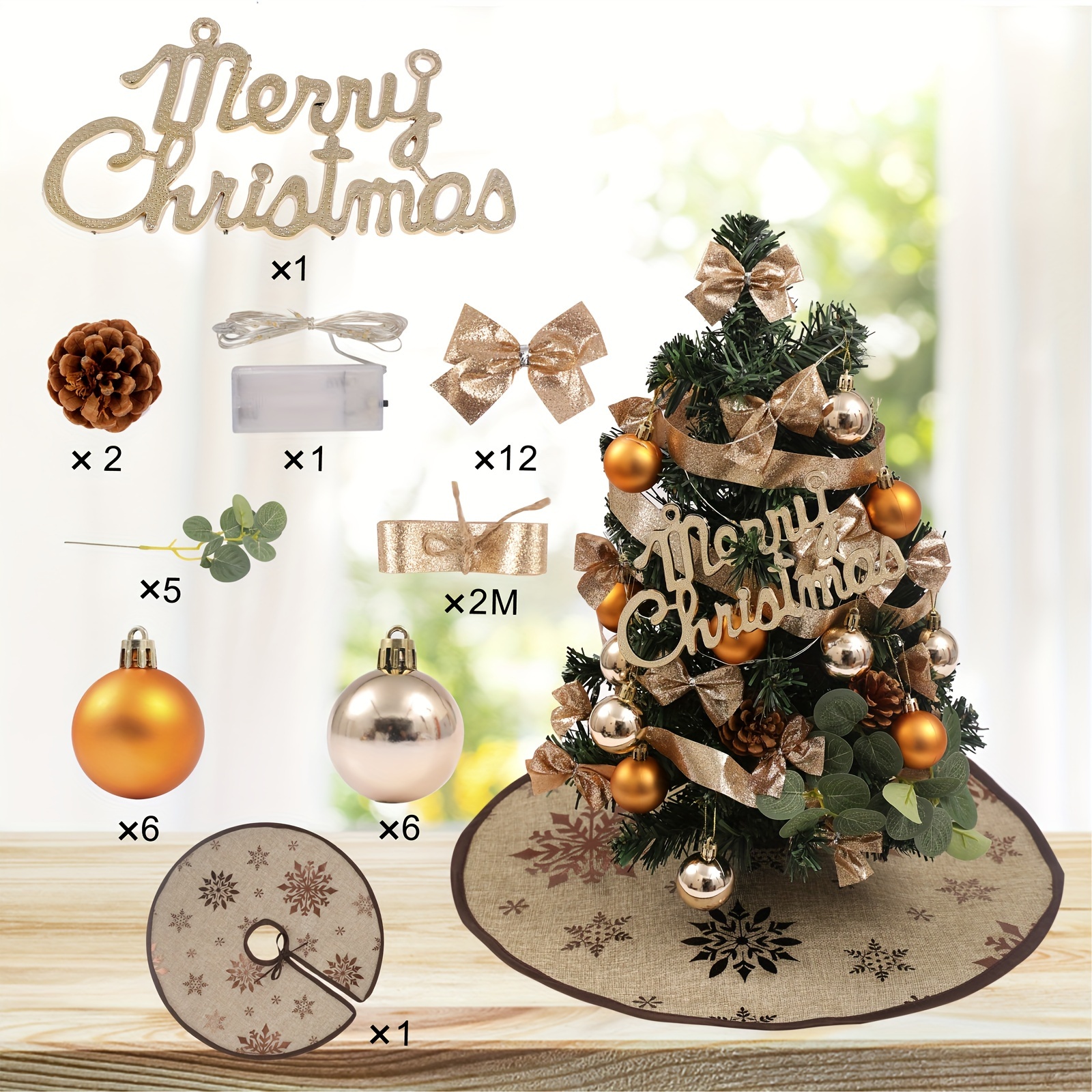 Merry Christmas Desktop Christmas Tree Home Decoration Supplies Small Ornaments 16.54inch Small Mini Christmas Tree Thanksgiving Day Gift