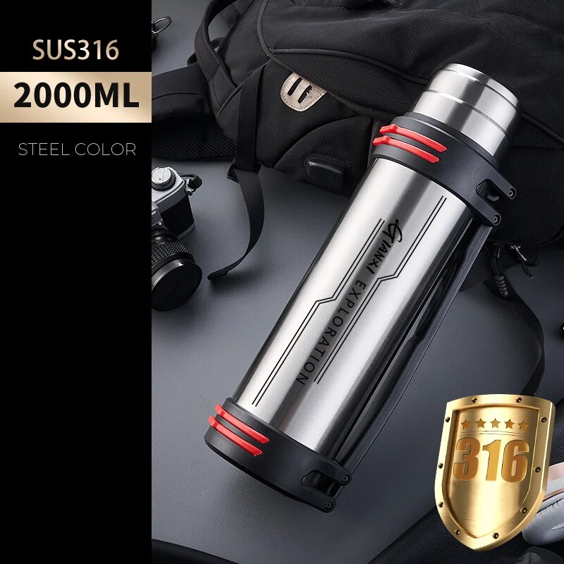 Stainless Steel Thermos Bottle Vacuum Large Capacity Flasks Water Bottle Insulated Water Outdoor Travel Bottle Cup Keeping Warm