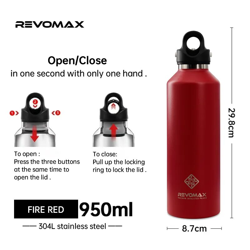 RevoMax 350/500/750/1000ml Double Wall Stainles Steel Water Bottle Thermos Bottle Keep Hot and Cold Insulated Vacuum Flask